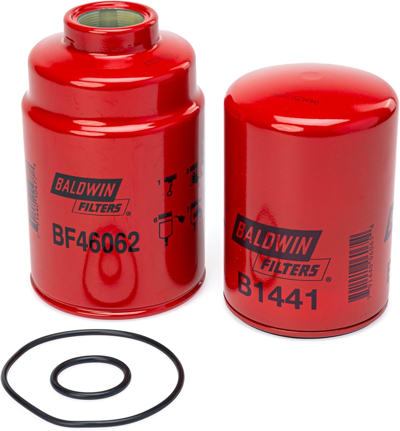 Baldwin Fuel Water Separator and Oil Filter Kit BF46062 & B1441, Heavy Duty, Compatible with Chevrolet/GMC 6.6L Turbo Diesel, Replaces TP3018 - PF2232 / 2001-2016 LB7 LLY LBZ LMM LML