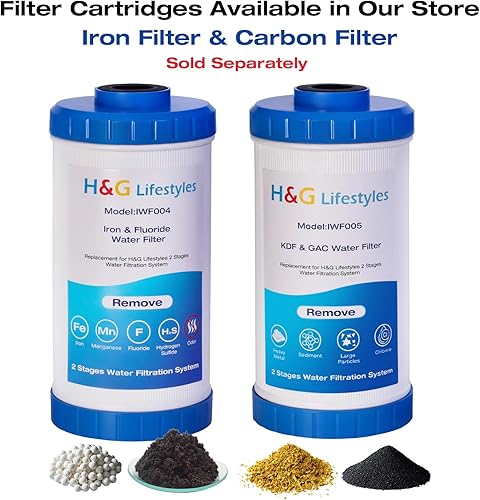 Miniatura 7 de H&G Lifestyles Carcasa de filtro de agua para toda la casa, recipiente de agua universal de 10 x 4.5 pulgadas, sistema de filtración de agua RV para