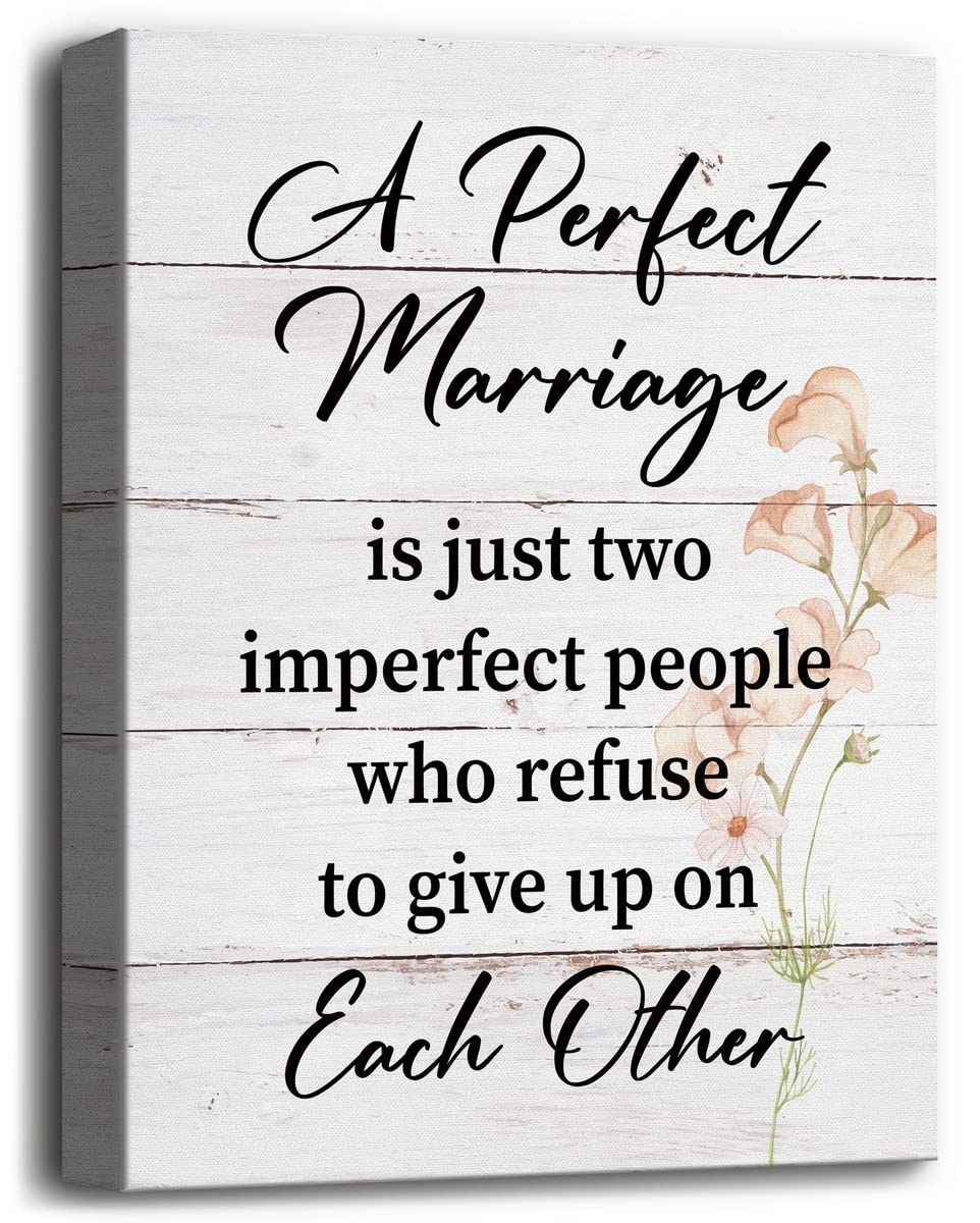 Rustic Bedroom Decor for Couples - Inspirational Quote Canvas Wall Art Poster - Perfect Marriage Decor - 12x15