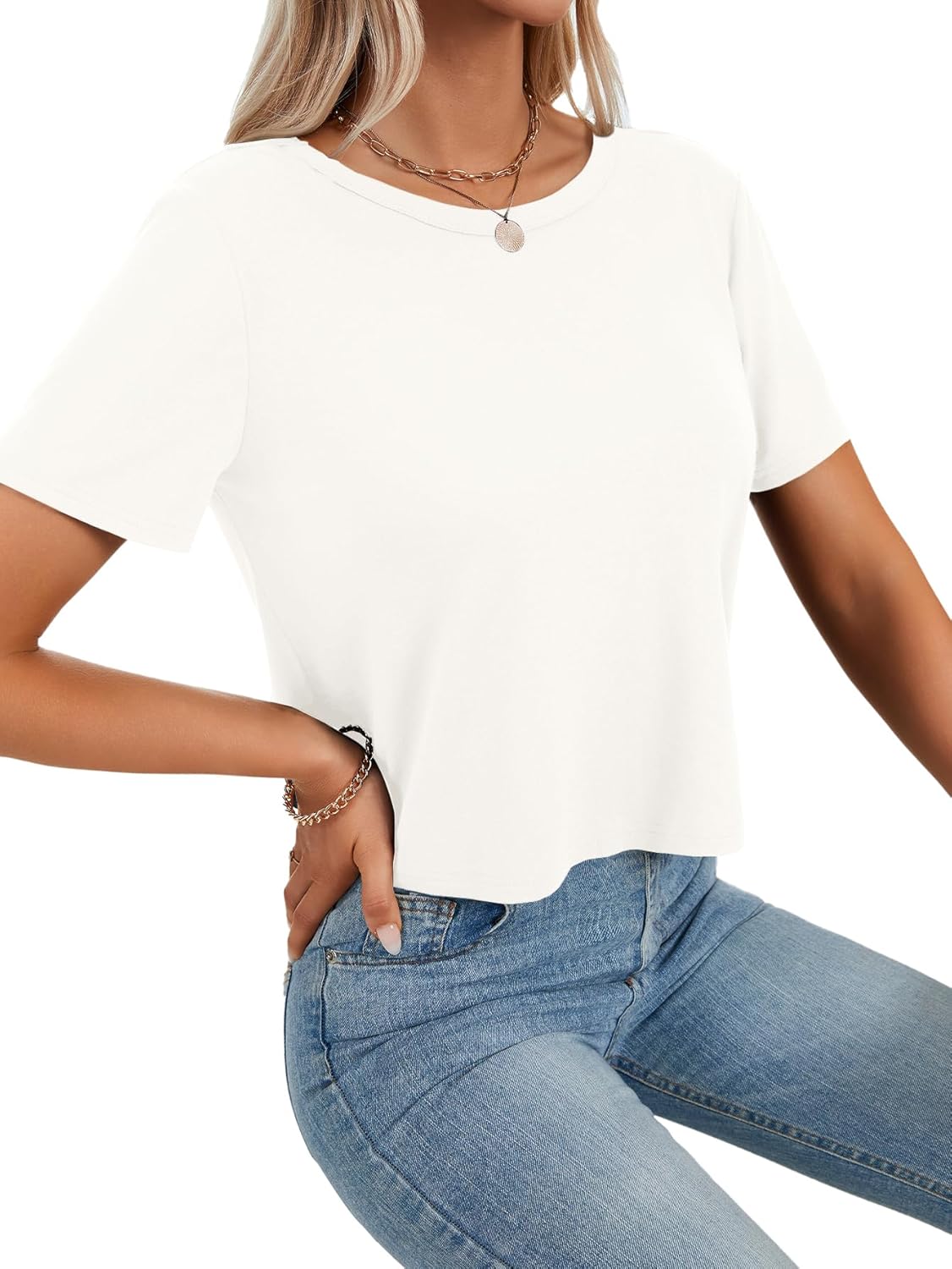 LYANER Women's Open Back Cut Out Round Neck Short Sleeve Backless Casual Workout T Shirt - Image 4