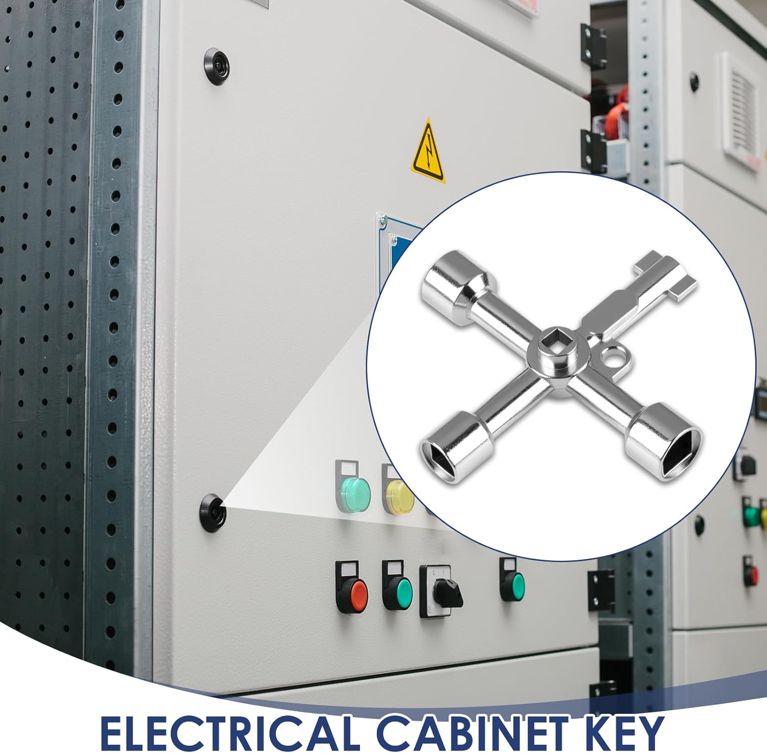 Electrical Cabinet Key, 4 Way 4 IN 1 Utilities Key Multifunctional Polished Triangle/Square/Panel Cross Key for Faucet, Gas Meter, Valve, Spigots Electrical Cabinet Plumbing Plumber Opening (Silver)