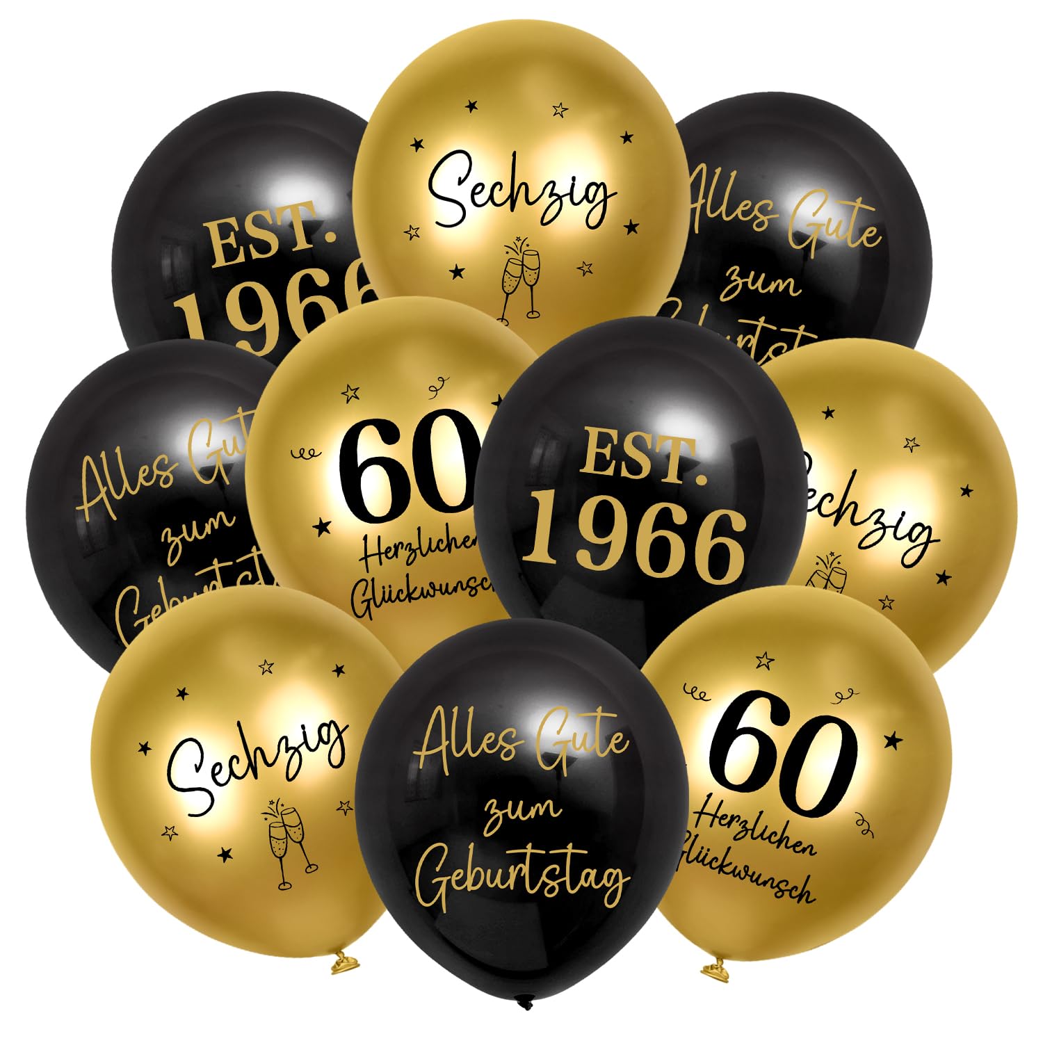 HUKUMA Deko Geburtstag,Deko Mann Frauen,Luftballons Gold Schwarz Männer,Happy Birthday Latex Ballons,Alles Gute zum Geburtstag Geburtstagsdeko