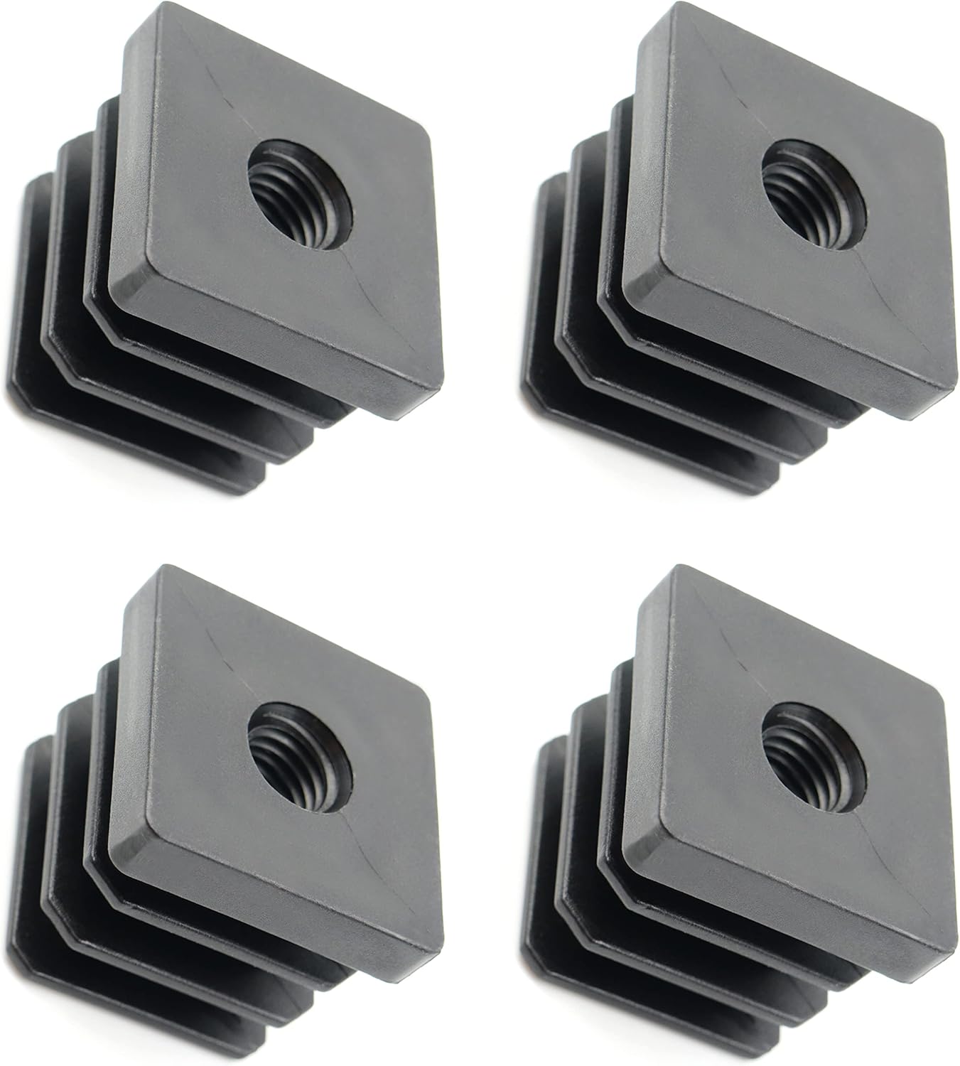 Design61 10x vierkante buisstoppen lamellenstoppen 45x30 mm met lamellen voor wanddikte 0,8-3 mm