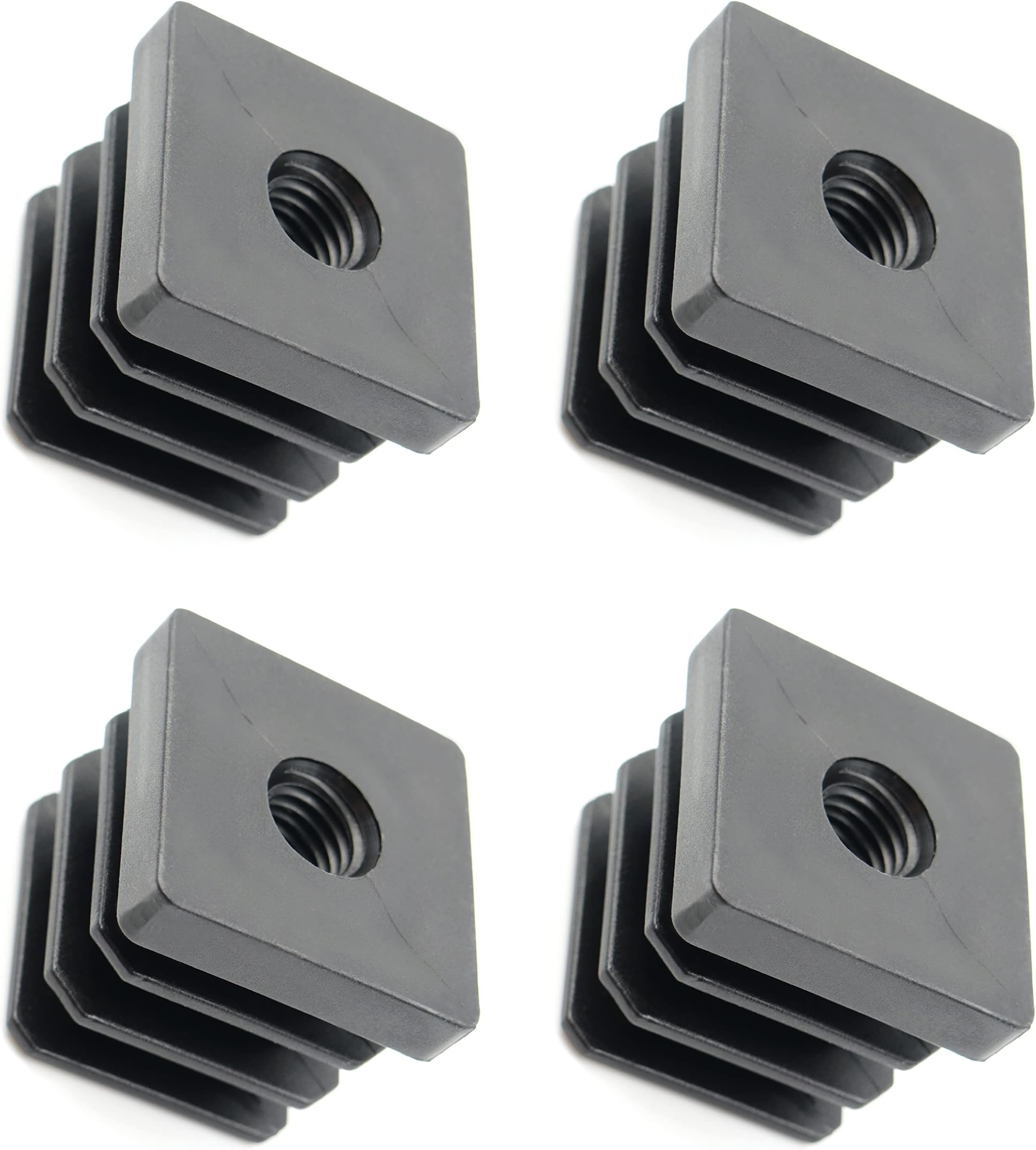 Design61Threaded Plugs Adjusting Plugs for Square Pipes with Injected Plastic Thread 30 x 30 mm 1.5 - 2 mm with M10 Internal Thread Pack of 4