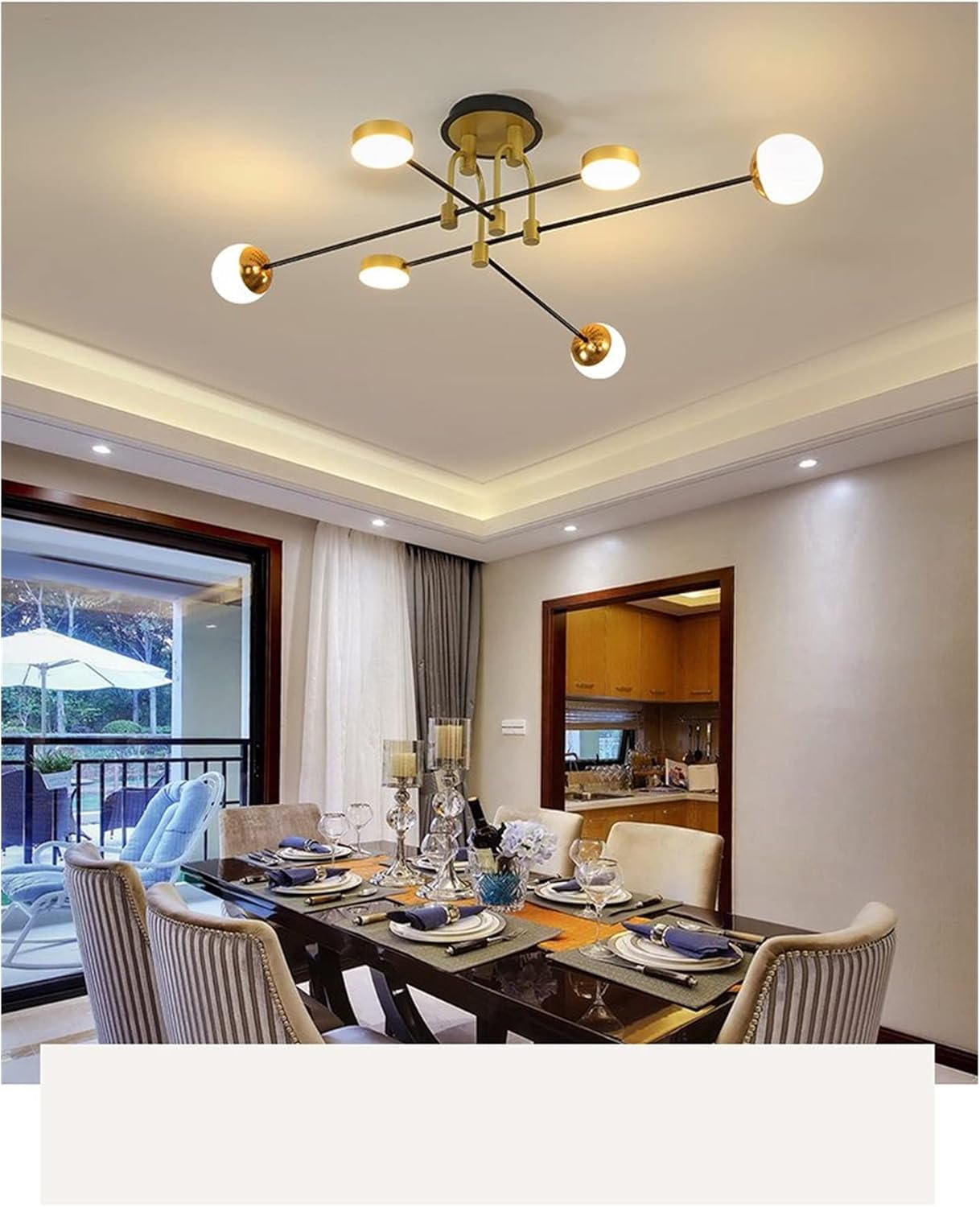 Lustre LED moderne compatible avec salon, salle à manger, cuisine, chambre à coucher, cadre noir et doré, lampe suspendue au plafond,Lampe à Suspension