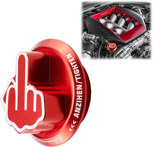 Miniatura 4 de Cubierta azul del tapón del tanque del filtro de aceite del motor del dedo medio novedad aluminio compatible con Nissan