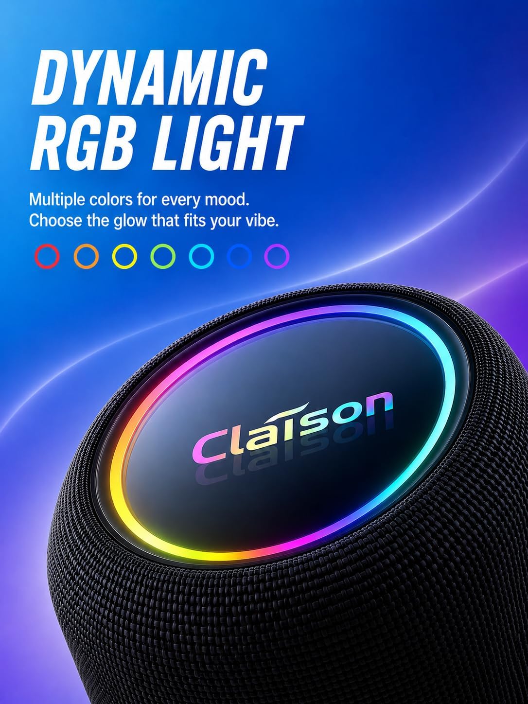 Portable Bluetooth Speaker, Bluetooth 5.4 Wireless Speaker with IPX7 Waterproof, RGB Light, Deep Bass, 24H Playtime, TWS Pairing, USB/TF Card/AUX/FM, for Home Party Outdoor Travel