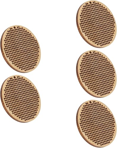 VICASKY Medallón para collar, 5 unidades, formas de madera, cruz, rebanadas de madera natural, placa colgante, etiquetas colgantes para bordar,