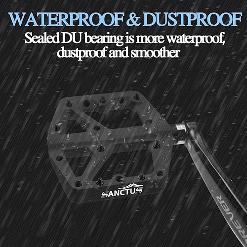 Miniatura 7 de Sanctus Pedales de bicicleta de montaña, pedales planos de 916 pulgadas, de nailon ligero, antideslizante, con agarre ajustable para BMX MTB