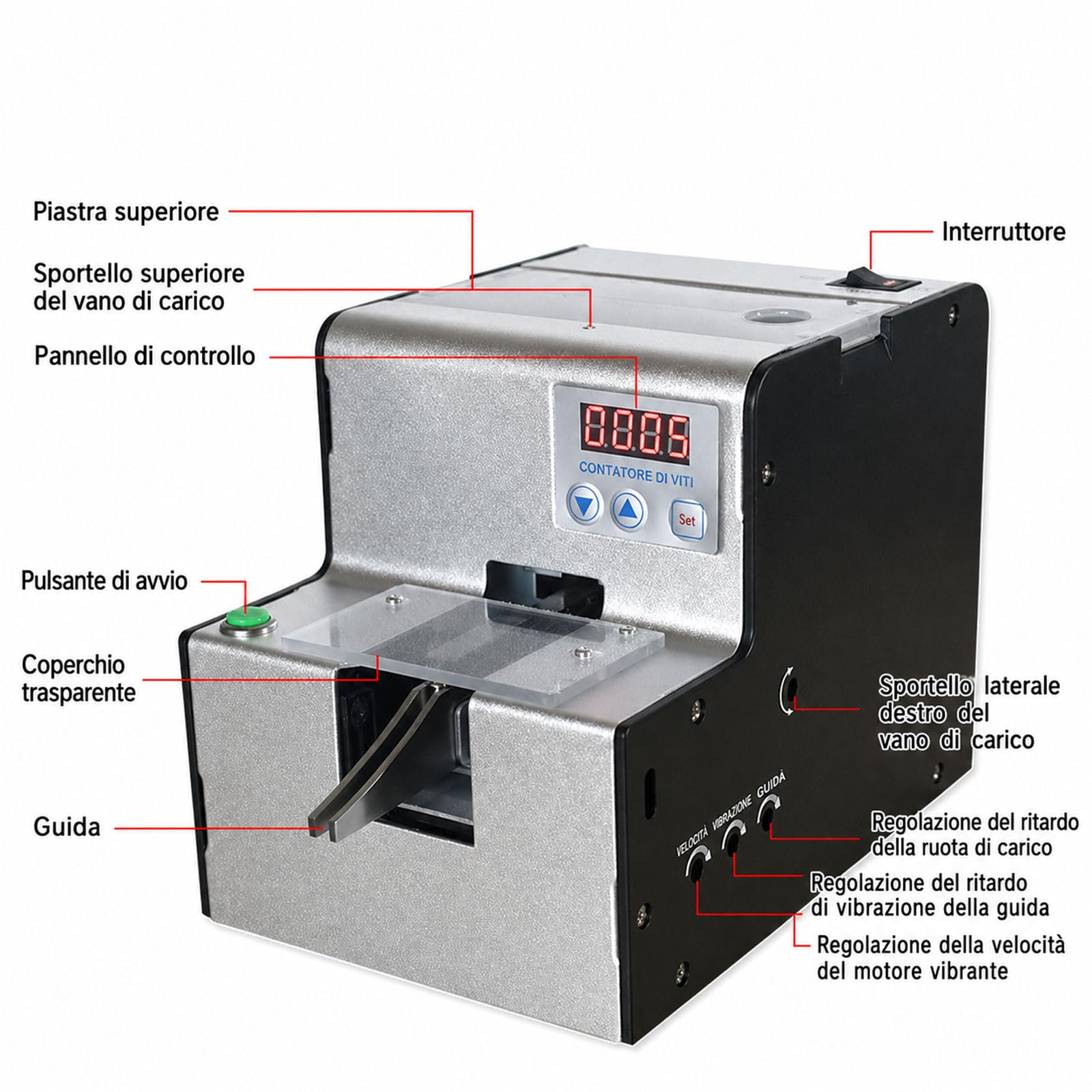 Macchina Contaviti Digitale, Contaviti Automatico, Contaviti Portatile Regolabile Da 1-5 Mm, Impostabile 0-9999, Per Testa Tonda, Testa Piatta, Viti Con Distanziali