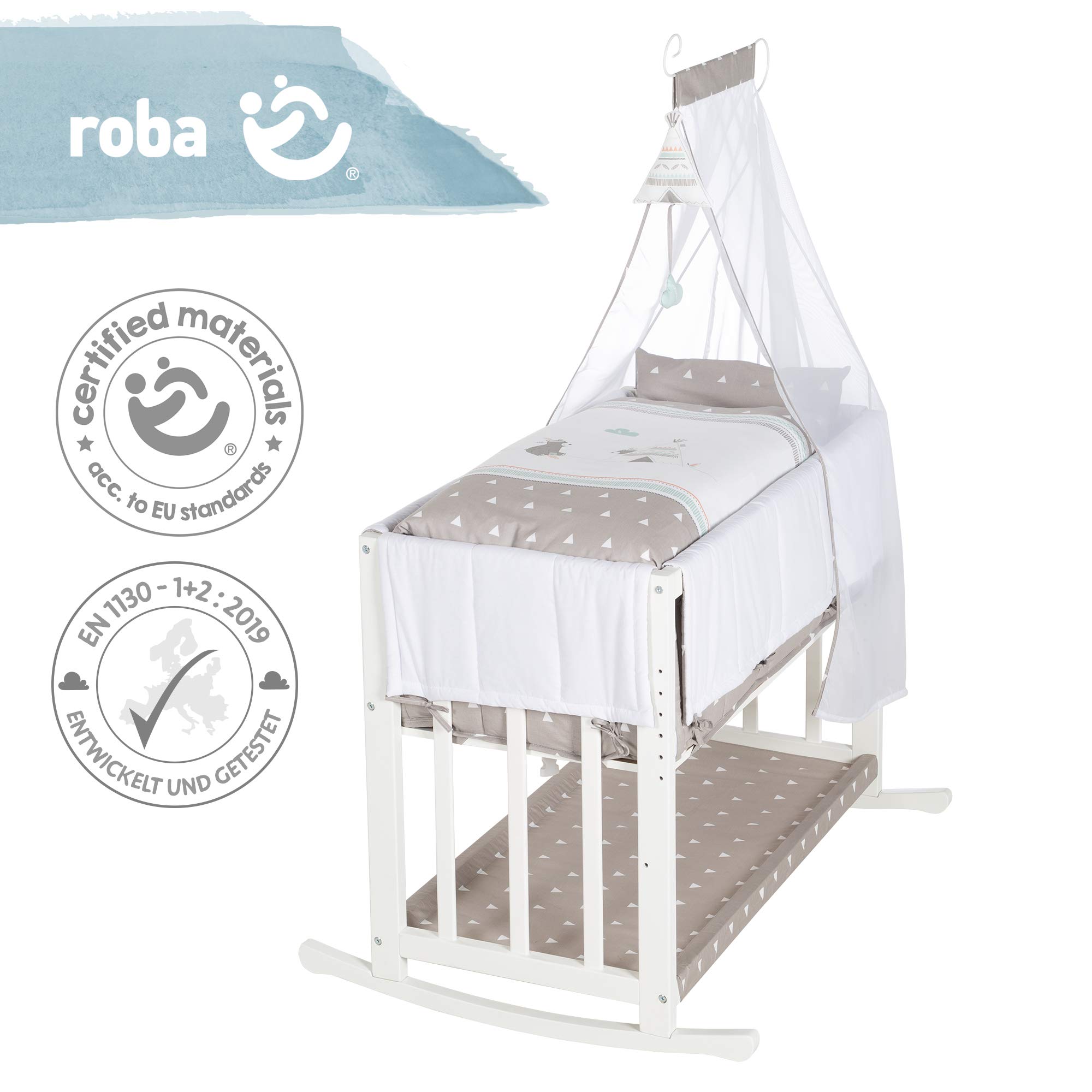 roba Culla 4 In 1, Letto Laterale 'Indibär', Lettino, Culla E Panca Per Bambini, Bianco - 16250 g