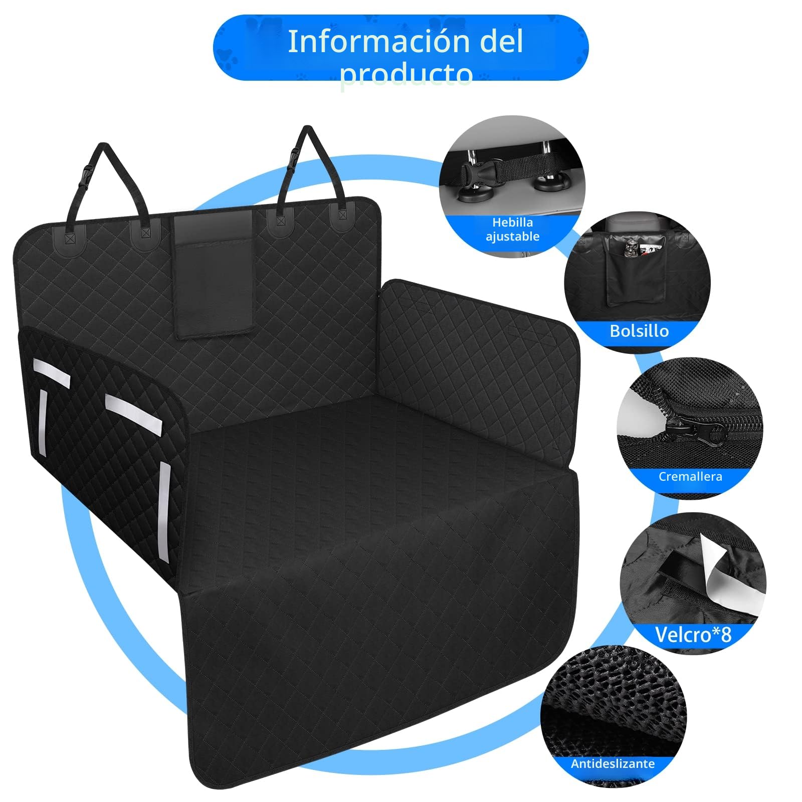 Protector de Maletero para Perros Universal, Impermeable y Antideslizante, Funda Coche para Mascotas de 185x105 cm, Adecuado para Coches Pequeños, SUV y Camionetas