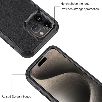 Co-Goldguard 2PCS iPhone 15 Pro Max Case Heavy Duty 3-Layer Rugged Protection, Shockproof Protective Tough Phone Cover 6.7 Inch
