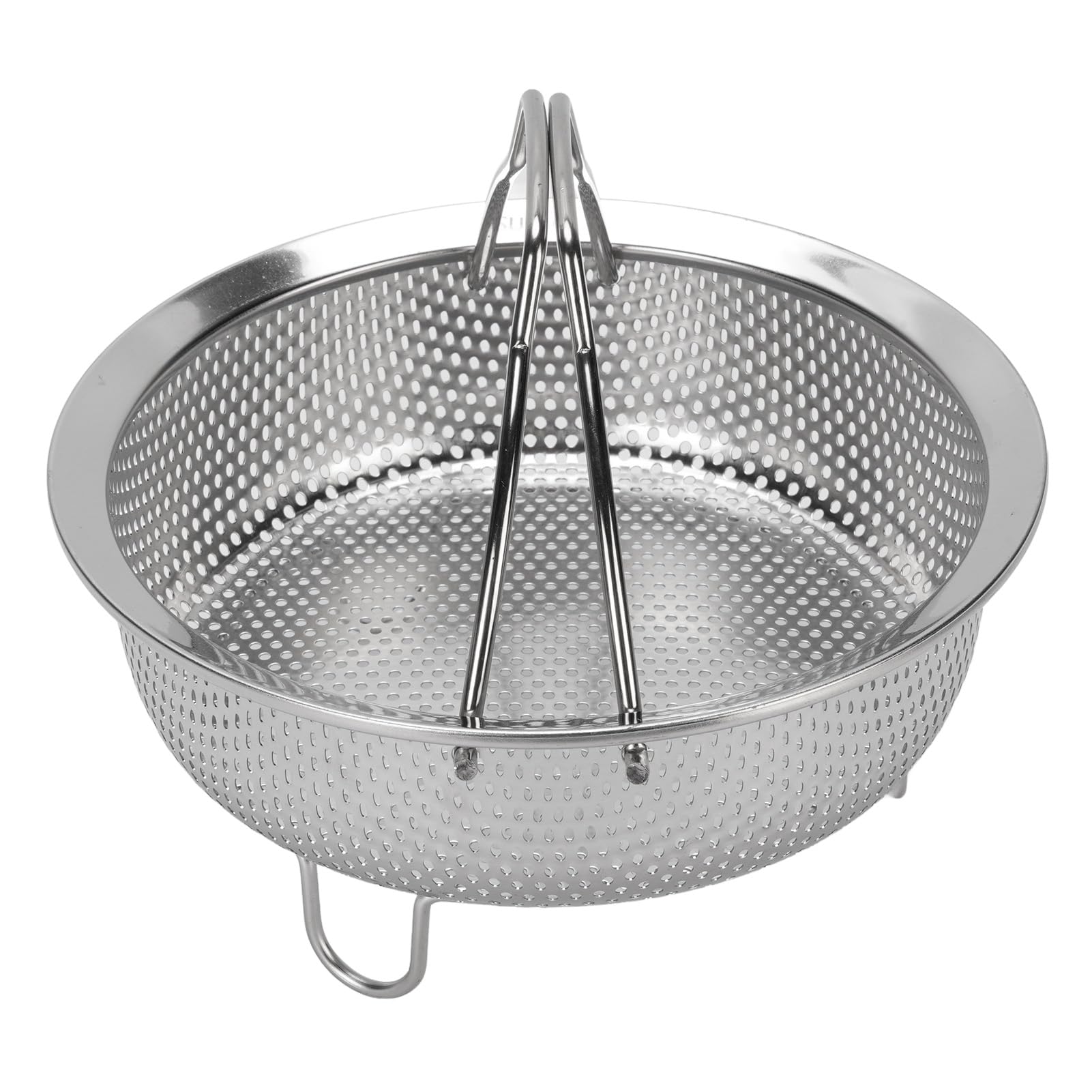 Cestello per Vapore con Manico Pieghevole, Cestello da in Acciaio Inox Forato con Piedini Rialzati per Pentola a Vapore, Riso, Friggitrice (medio)