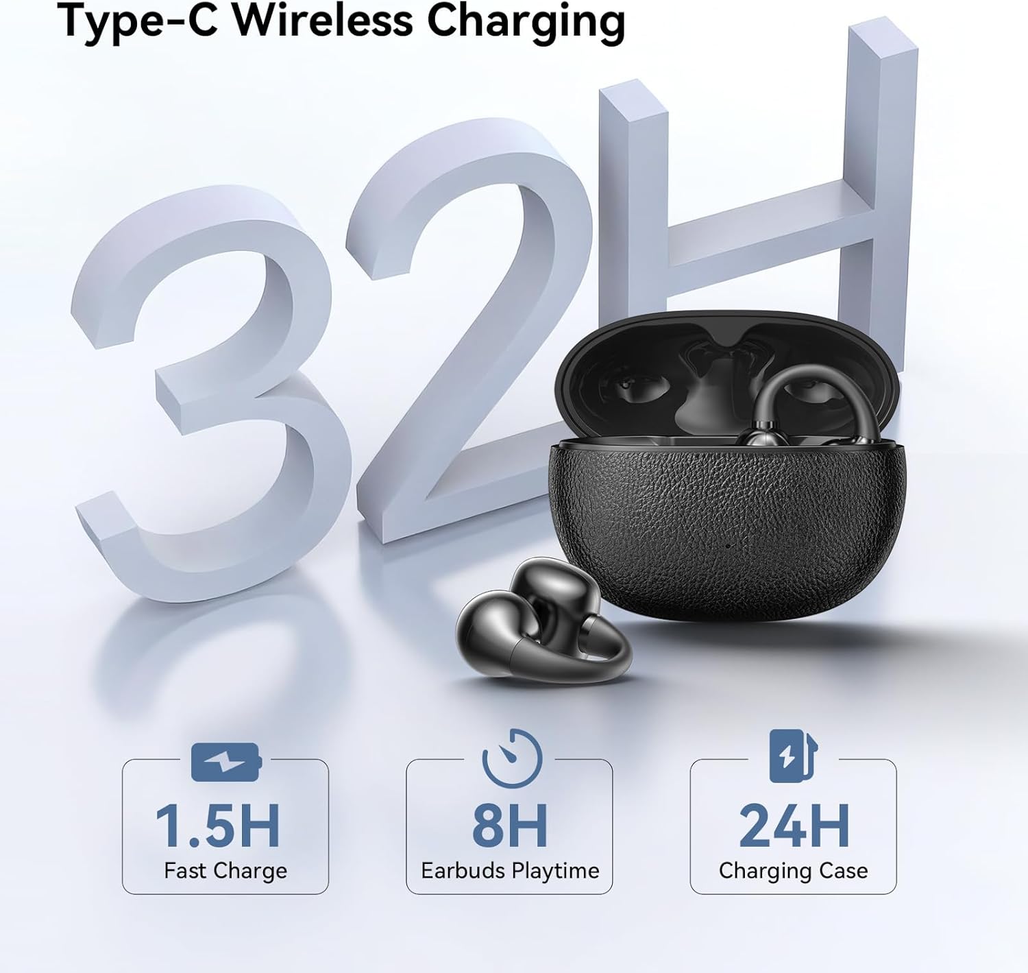 NANK Clip Super Clip on Earbuds, Open Ear Headphones Bluetooth 5.4 Clip-on Earbuds, 5.1g Ultra-Light, Clear Sound Quality, IPX5 Waterproof, 32H Long Battery Life, Secure Comfort for Sports & Daily Use - Image 6