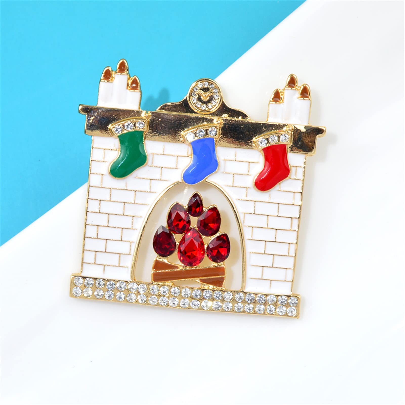 Broszki damskie kolor emalii skarpetki świąteczne broszka śliczne Rhinestone zamek broszka Pin akcesoria świąteczne sukienka akcesoria do swetrów broszka Pin