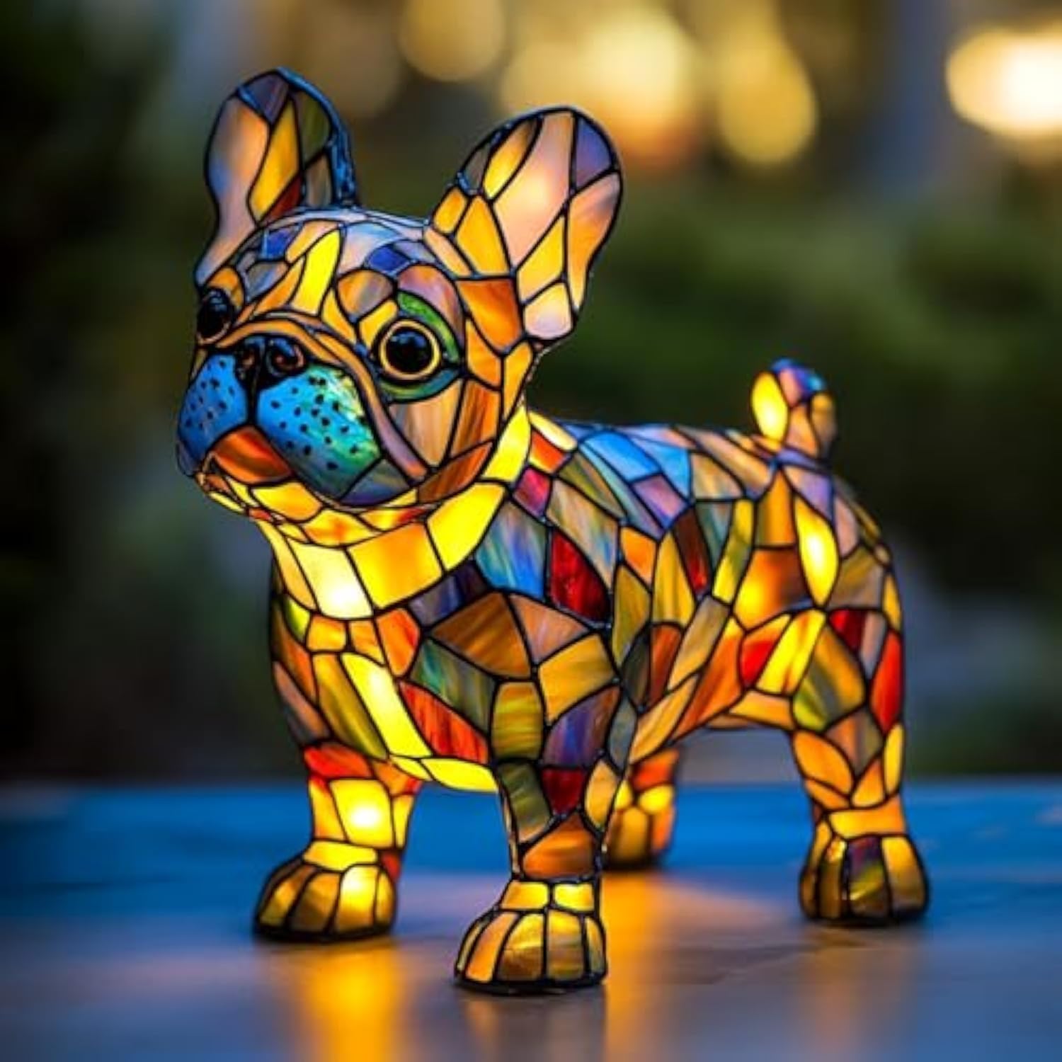 Stained Dog Night Light, Retro Resin Dog Bedside Lamps, 3D Cute Animal LED Table Lamps, Dogs Series Art Nightlights for Bedroom, Living Room, Home Decor, Christmas Party Gifts for Pet Lovers (F)