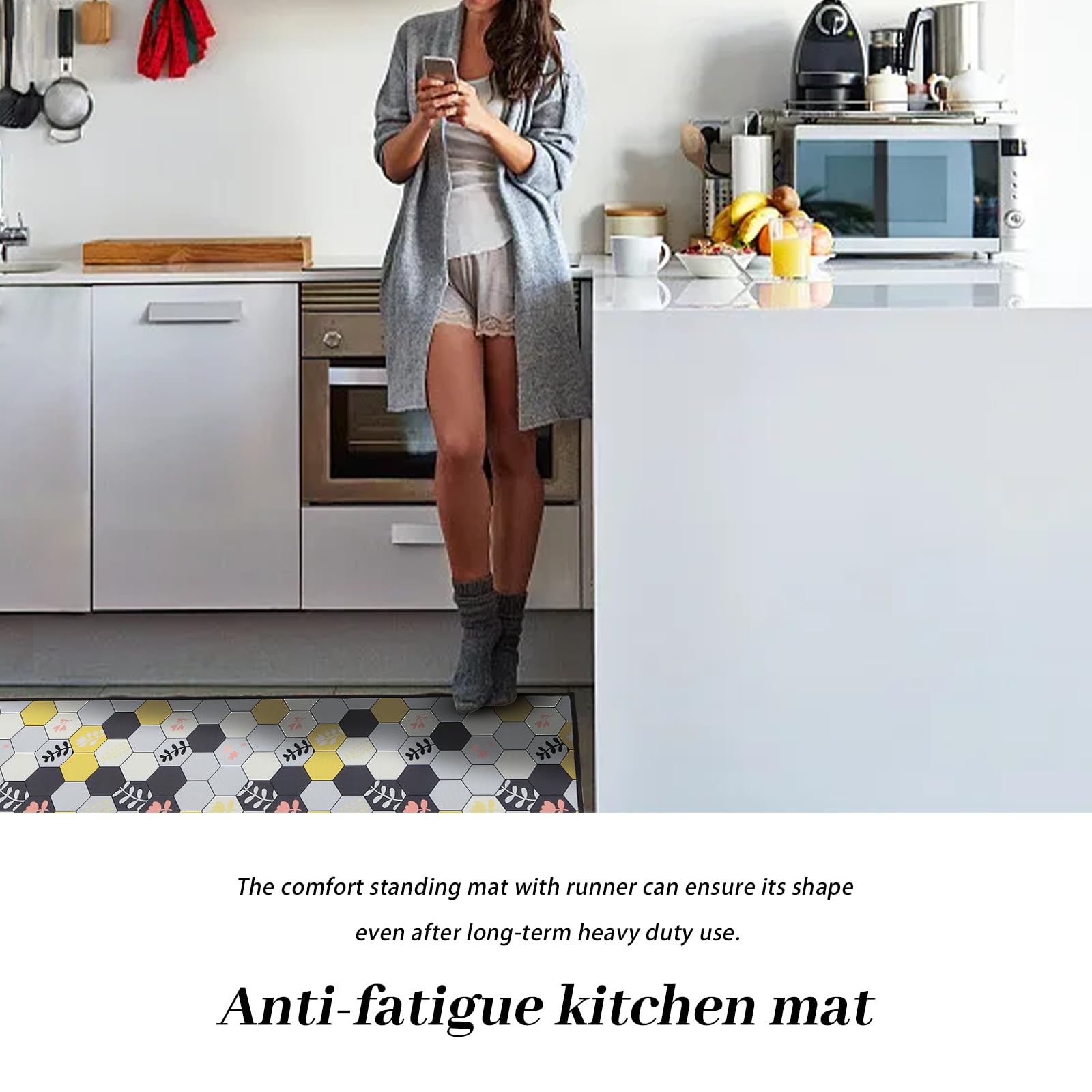 Tapis de Cuisine en Silicone Antidérapant Set de 2 Pièces 40x60cm + 40x120cm