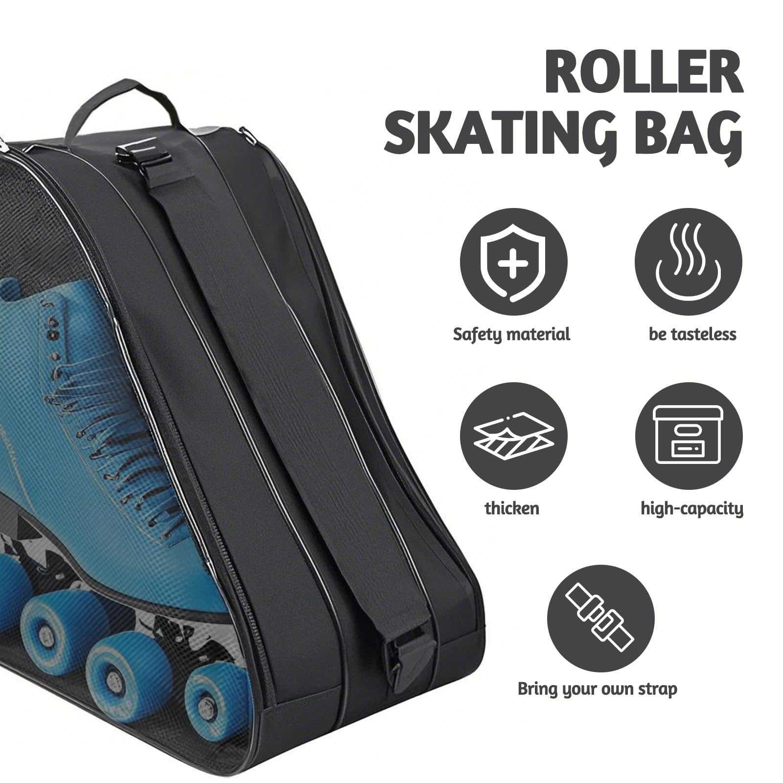 Borsa per pattini a rotelle, borsa per pattini da ghiaccio, borsa per hockey su ghiaccio, borsa da skater per bambini e adulti