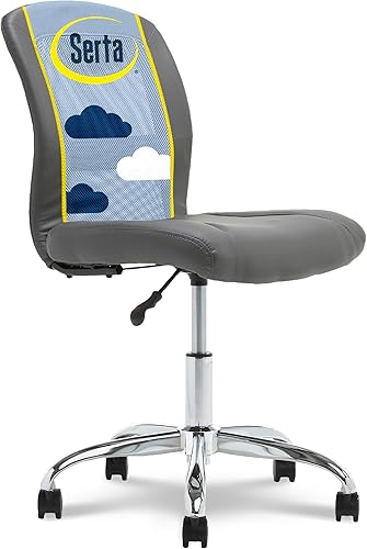 Miniatura 15 de Serta Essential - Silla de tareas sin brazos, sillas de escritorio pequeñas con ruedas, respaldo de malla transpirable y piel sintética, asiento