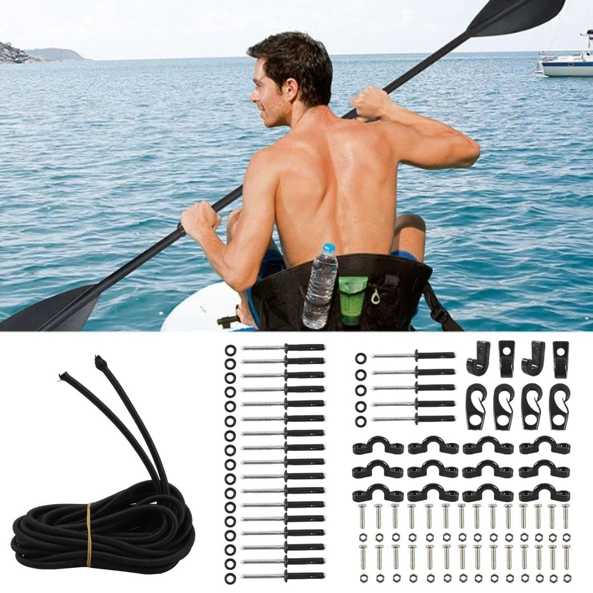 Kajak Deck Rigging Kit mit Bungee Cord Hook - Aufbewahrungszubehör für Kanus
