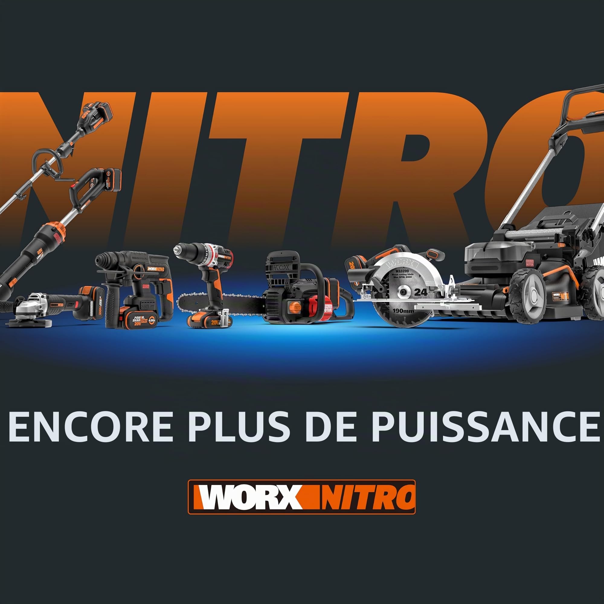 WORX Nitro Perceuse à percussion sans fil PowerShare 18 V (20 V max), moteur sans balais, 60 Nm, mandrin de 13 mm, contrôle de vitesse variable, lumière LED, outil nu, WX352.9