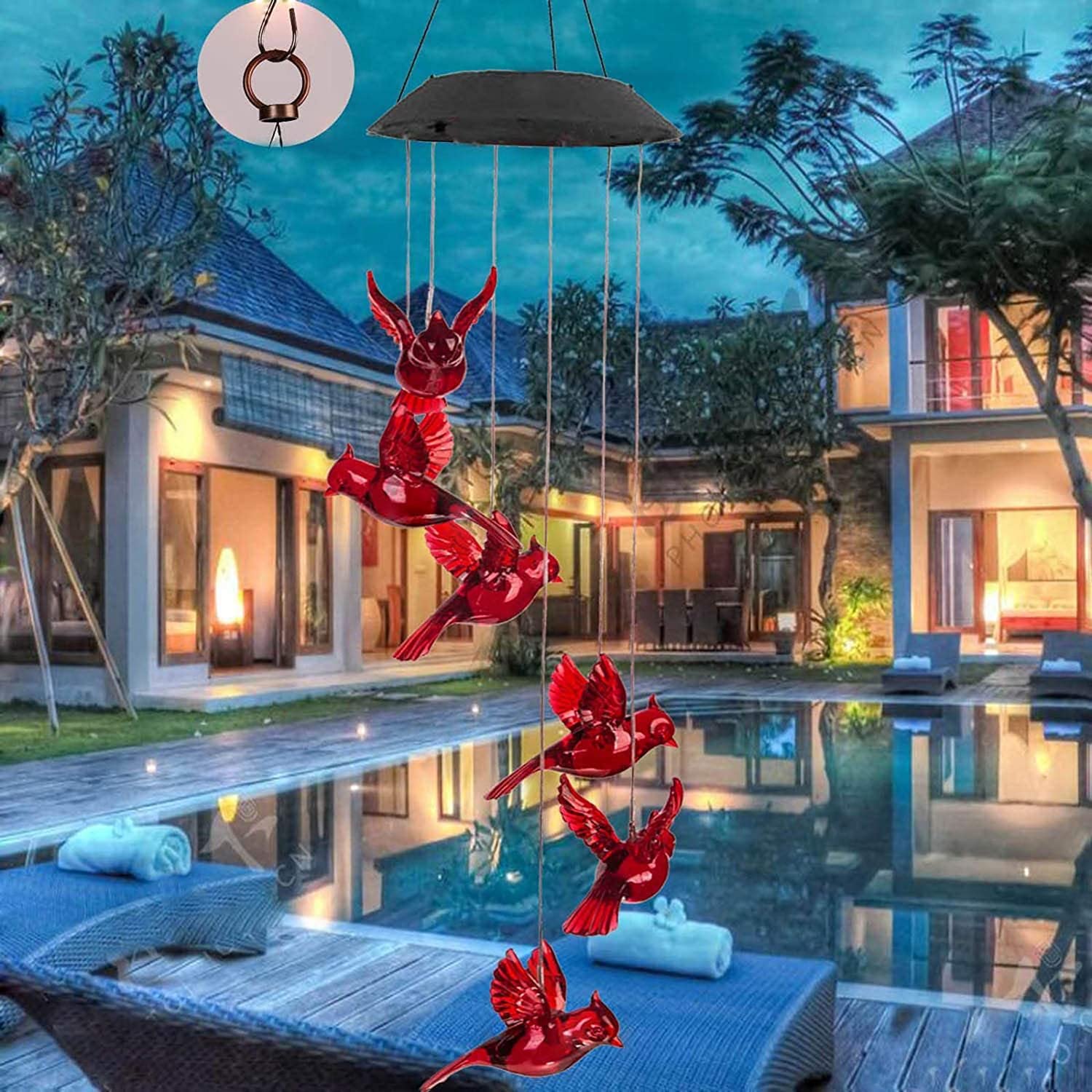 Carillon éolien colibri rouge : cadeau idéal pour décoration de maison