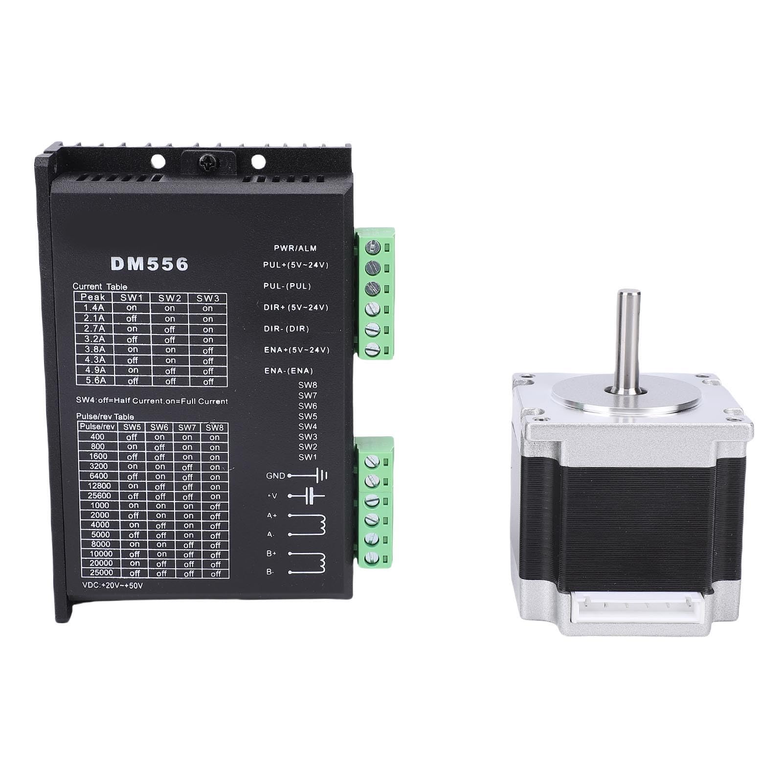 Jectse Nema23 Stepper Motor Driver Kit 126N.cm High Subdivision 2 Phase for Engraving Machine 3D Printer, Alloy Steel 1 X Motor 1 X Driver