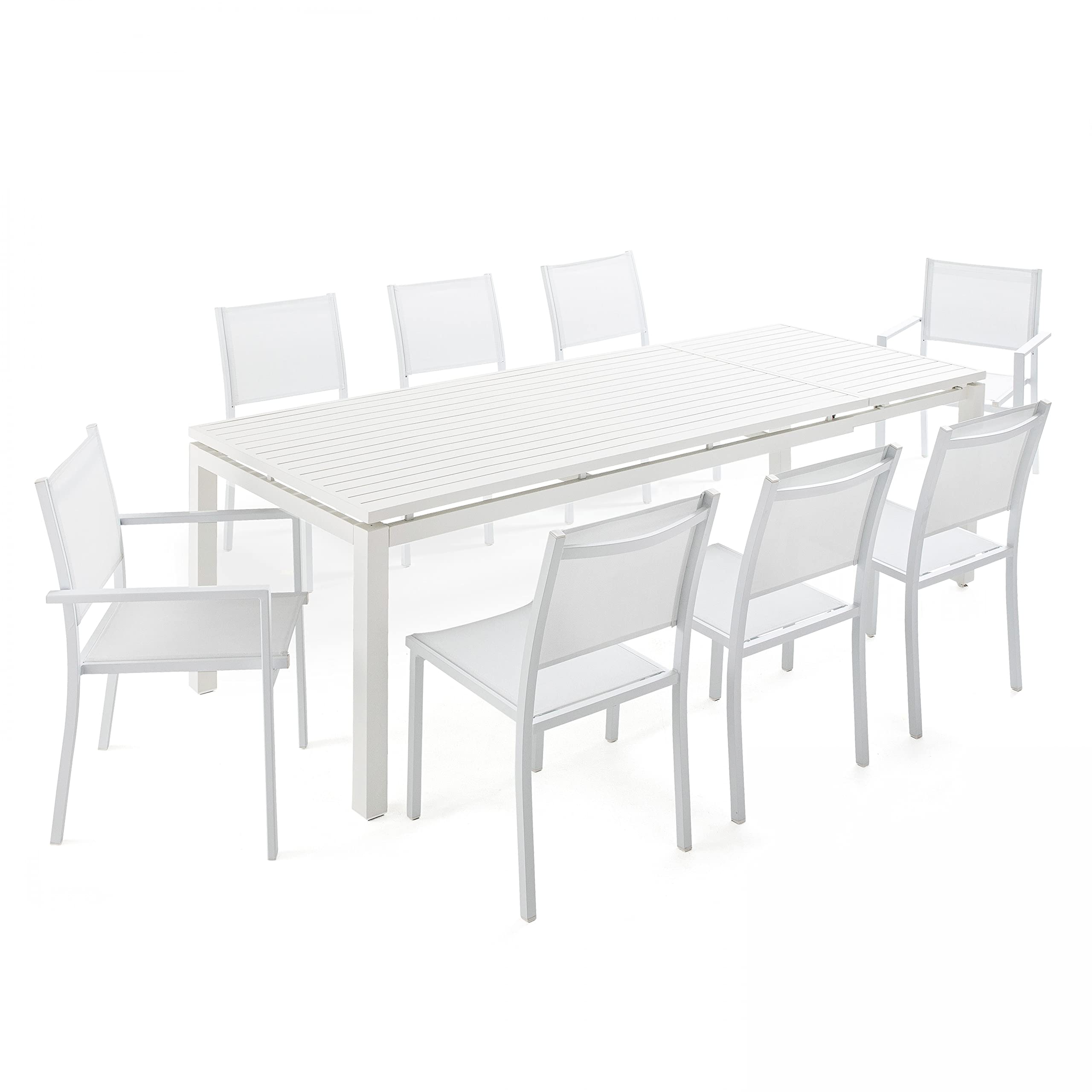 Oviala Lot de 2 chaises de Jardin Aluminium et textilène Blanc