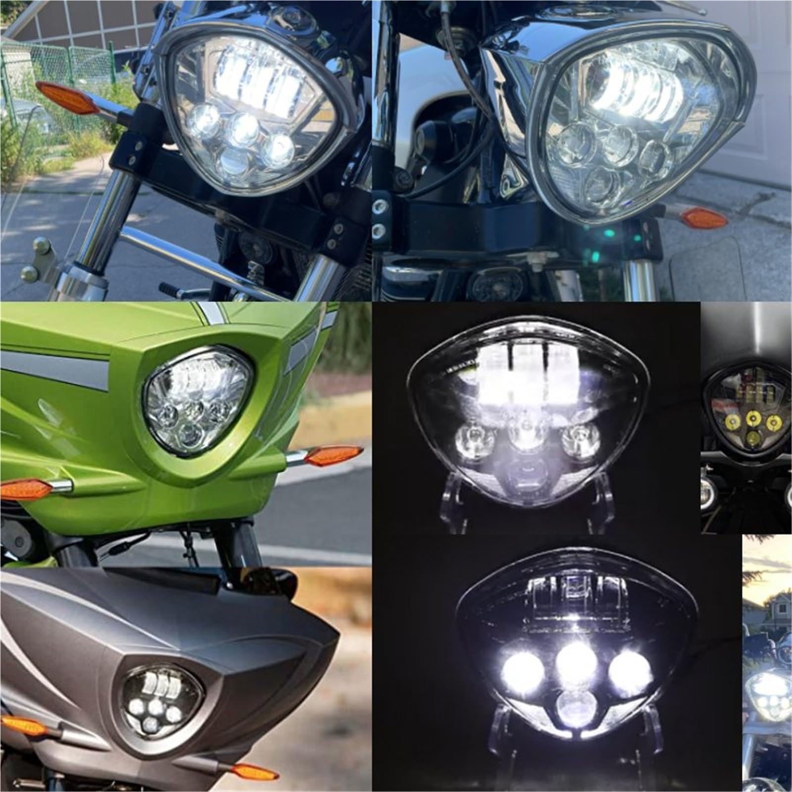Faro Moto Faro LED Per Motocicletta Cromato Nero, Abbagliante/anabbagliante Per Victory Per Cross Per Country Per Vegas 8-Ball
