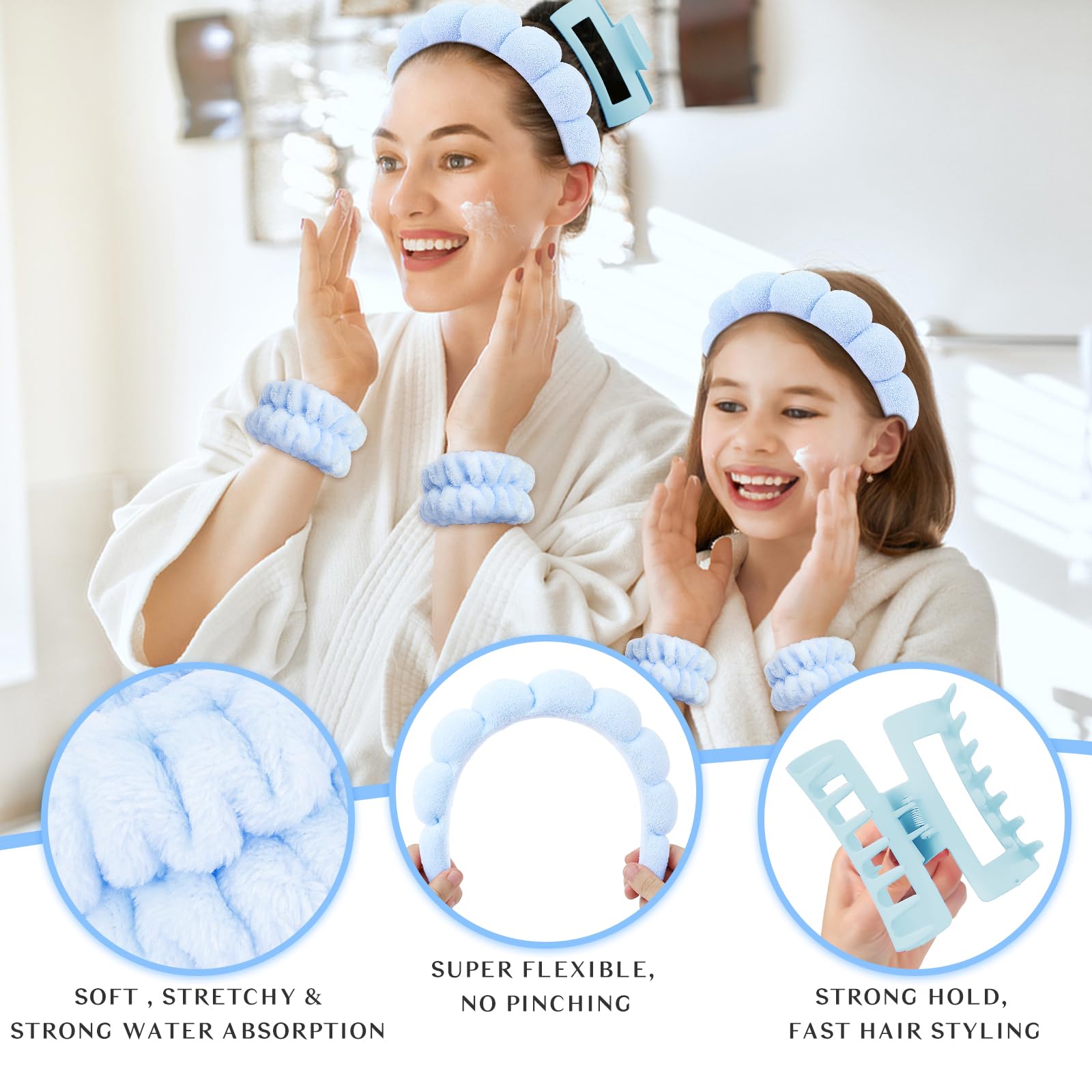 Amazon.com : Wecoe Spa Headband And Wristband Set Skincare  display picture 3