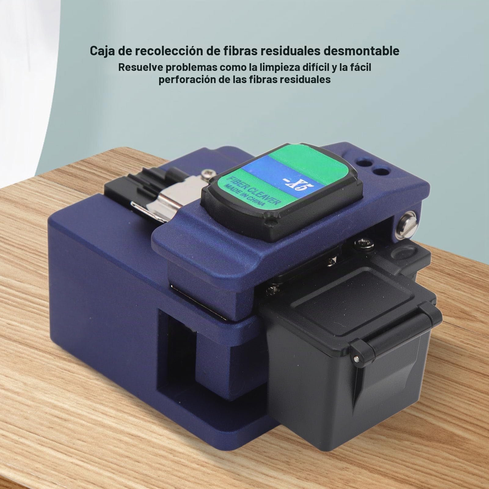 Cortadora Fibra Optica, Cuchilla Cortadora de Cable de Fibra, Retorno Automático de Hoja 0,5 ° 3 en 1, para Mecanizado CNC de Precisión (Azul)