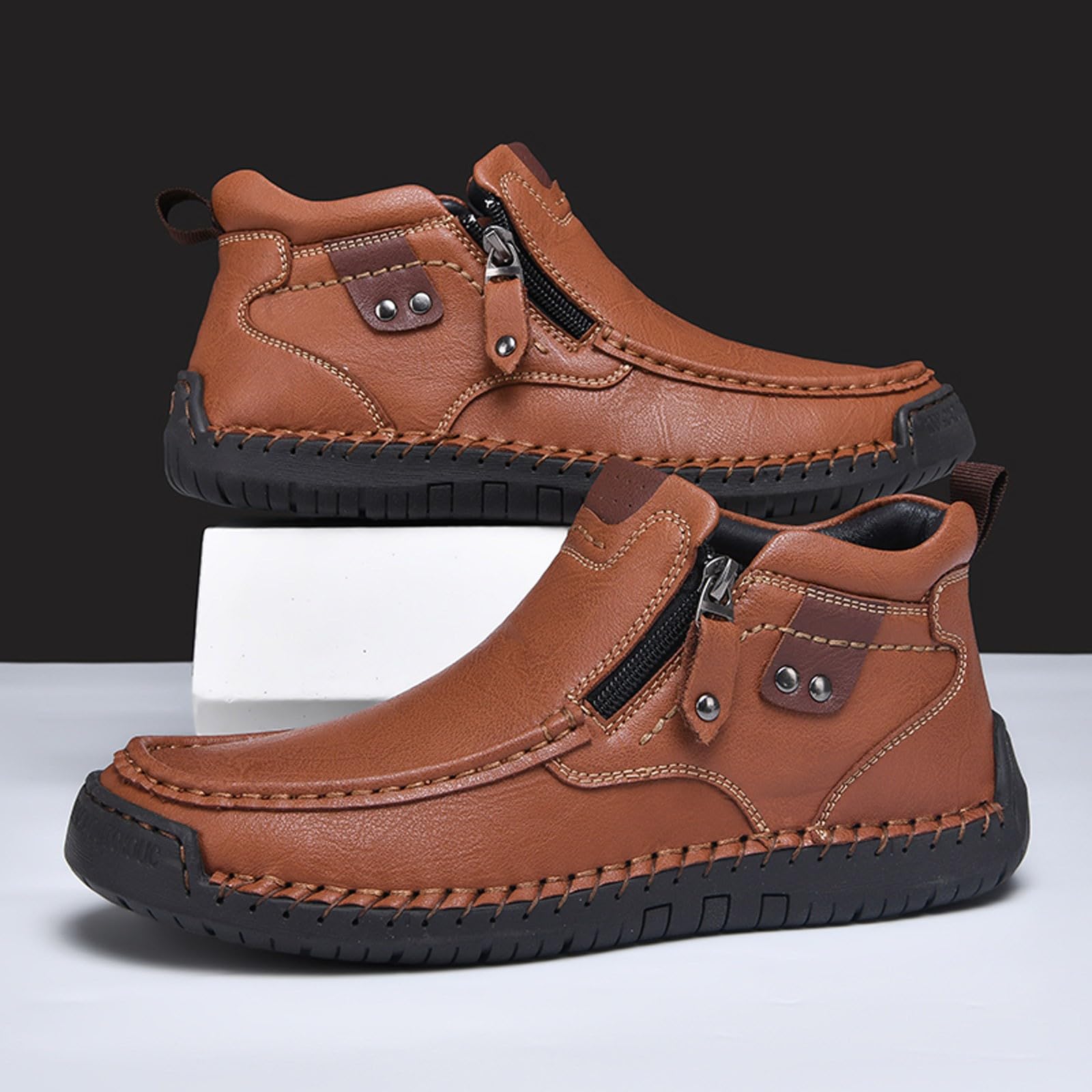 Generisch Buty rekreacyjne dla mężczyzn, wysokie trampki, wygodne, z płaską podeszwą, do codziennego użytku, z dżinsami, przez cały sezon