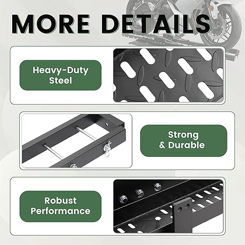 Miniatura 6 de ECOTRIC Soporte de enganche de 500 libras para motocicleta, estantes de transporte para montar en enganche, camión de enganche para bicicleta de