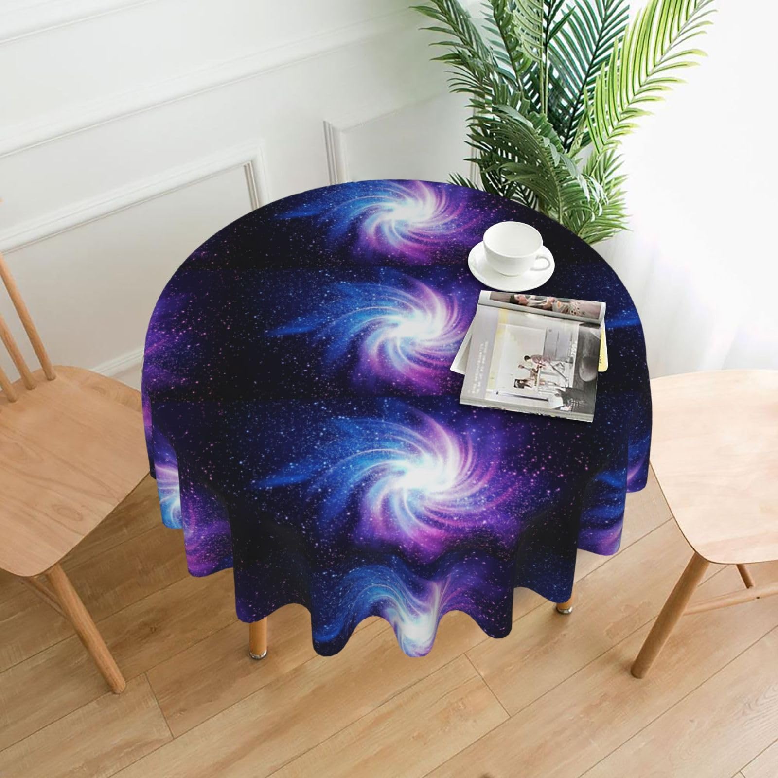 OXbnmm Glaxy Print Soft Round Tablecloth 60in Polyester Washable Cover Cozy Gift for Mom Housewarming