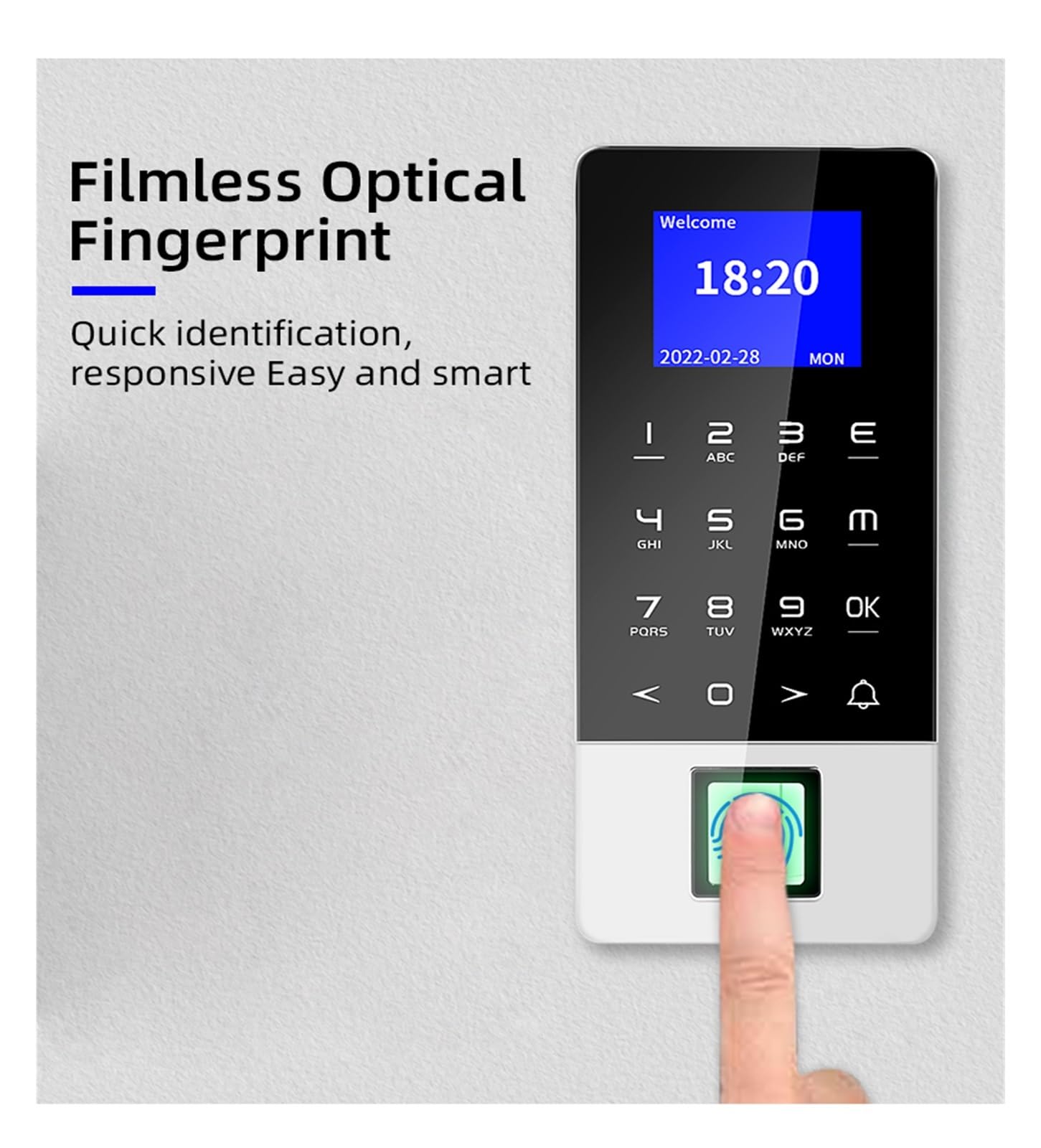 Fingerabdruck-Biometrische Zeiterfassungsmaschine, RFID-Karte, Fingerabdruck, kapazitiver Sensor, Metall-Tamper-Zugangskontrollsystem,Sicherer Zugriff