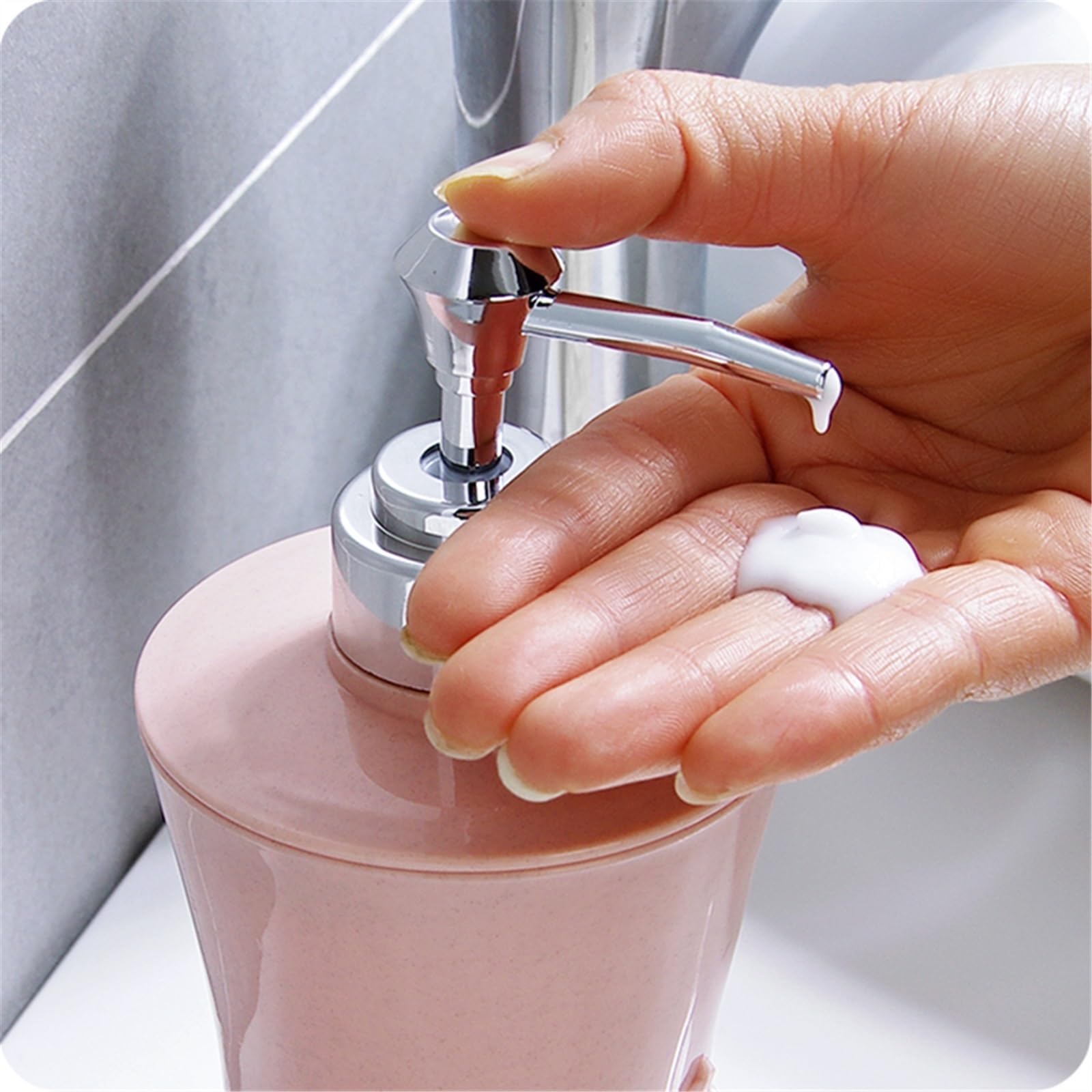 Bellissimo dispenser di sapone ricaricabile in plastica per bagno, cucina, bottiglie con pompa per liquidi, decorazione da bagno (blu)