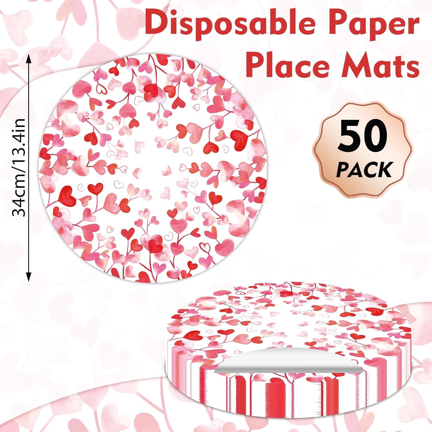 50 Sets De Table Papier Ronds Ø34cm - Jetables Beiges - Protection Table