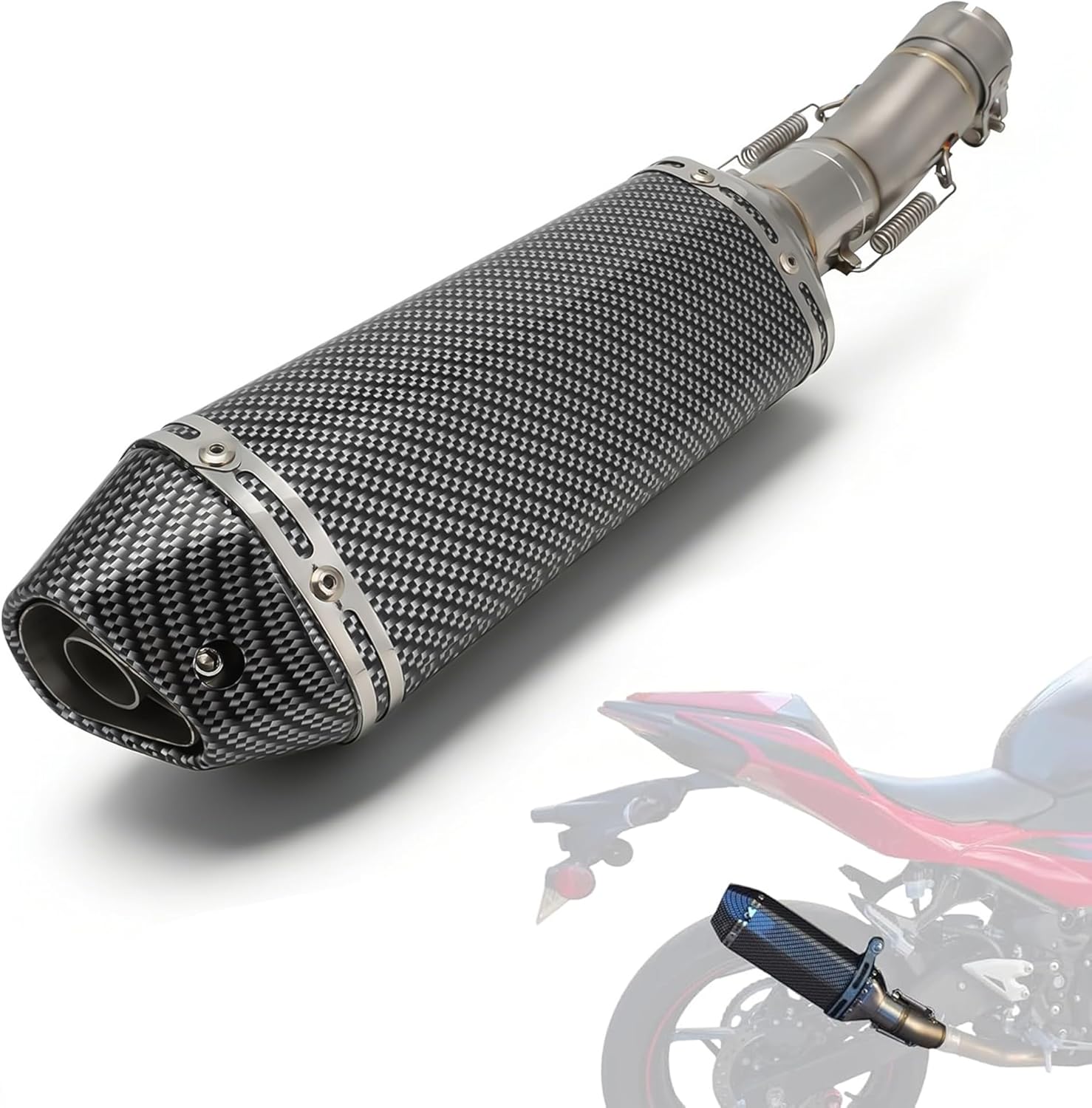 JFG RACING Motorcycle Slip On Exhaust with Muffler for Ninja 400 2016-2023
