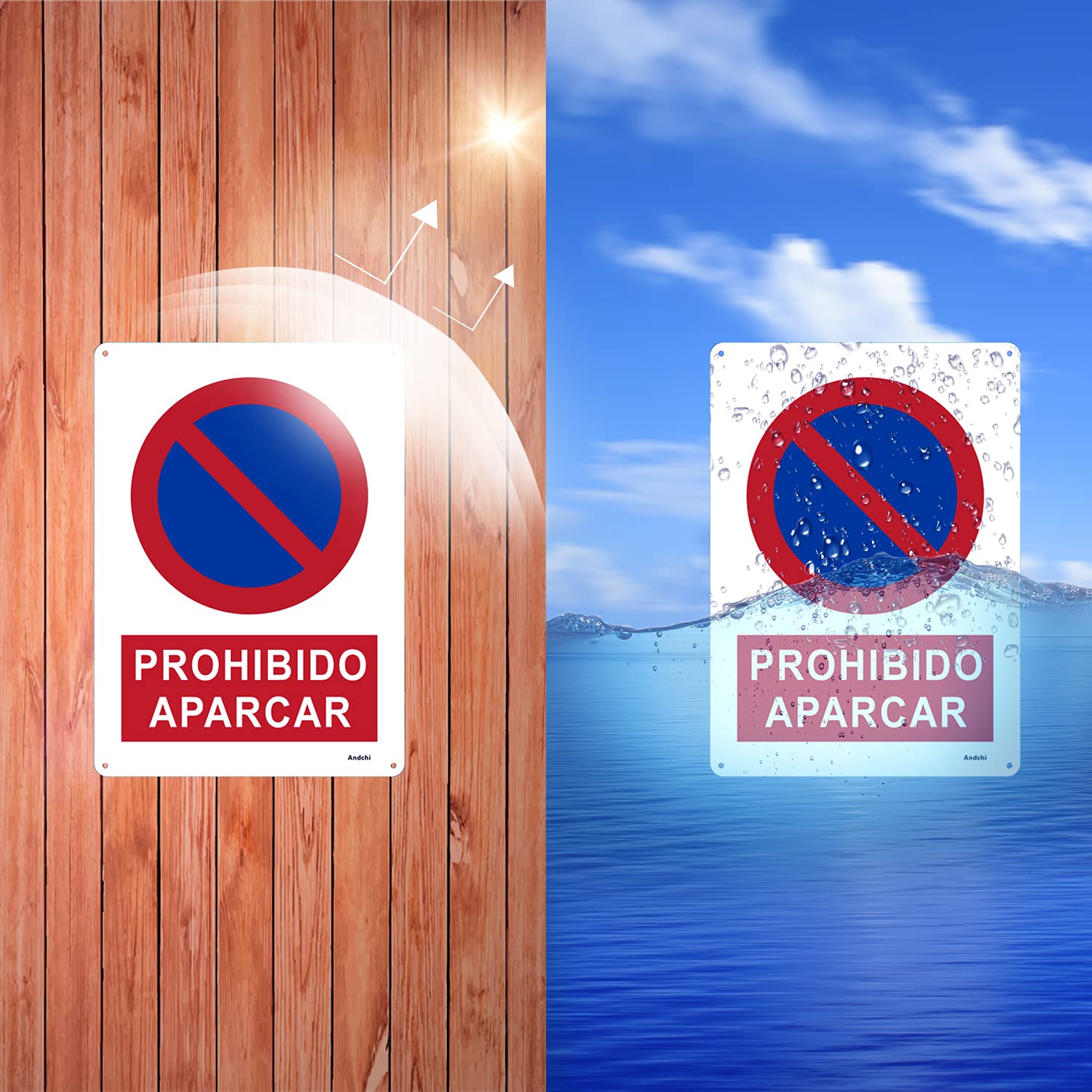 2 Piezas Prohibido Aparcar, Letrero de Metal de Aluminio de 25 x 35 cm para Exteriores, a Prueba de Herrumbre, Sin Decoloración Señal de tráfico, señal de calle