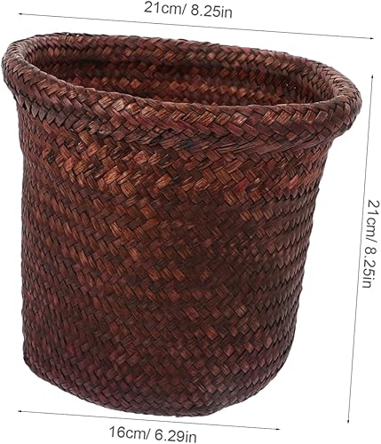 Miniatura 2 de IMIKEYA Cesta tejida para macetas de hierba marina, maceta de mimbre con paja, contenedor de ratán para playa, fruta, bolígrafo, vaso para regalo,