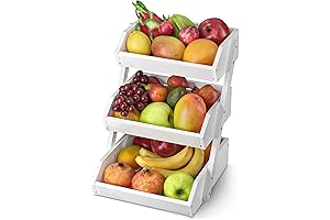 G.a HOMEFAVOR Fruits Basket for Kitchen Counter, 3-Tier Large Capacity Fruit Bowl,...