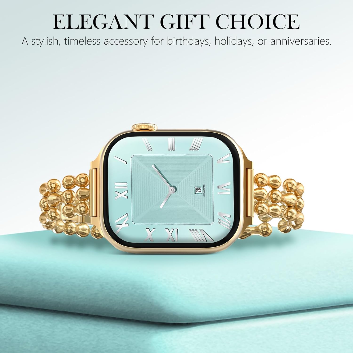 NewWays for Apple Watch Band 38mm 40mm 41mm 42mm 44mm 45mm 46mm 49mm for iWatch Series 11 10 9 8 7 6 5 4 3 2 1 SE Ultra, Slim Designer Stainless Steel Chain Link Bracelet Women Dressy for iWatch Band - Image 7