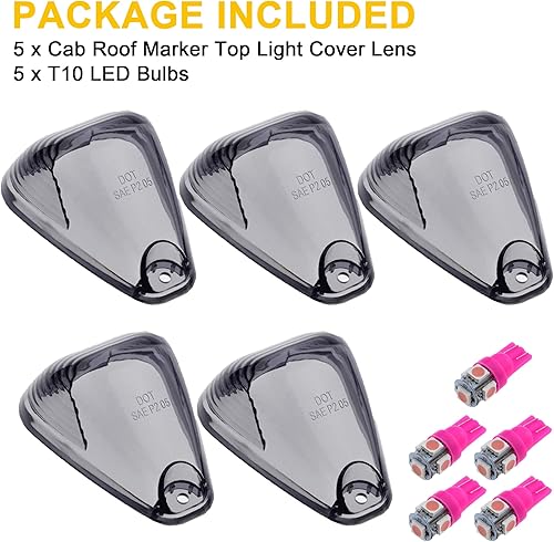 Miniatura 7 de WINETIS 5 luces marcadoras de techo con bombillas LED rosas de repuesto compatibles con Ford F150 F250 F350 F450 F550 F650 F750 F750 E150 E250 E350