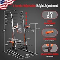 Vista 4 de HARISON Torre de potencia multifunción con banco, barra de dominadas resistente, estación de inmersión para gimnasio en casa, entrenamiento