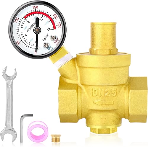 MEANLIN MEASURE Válvula reguladora de presión de agua de latón de 1 pulgada, válvula reguladora de presión, válvula reductora de presión, DN25, con