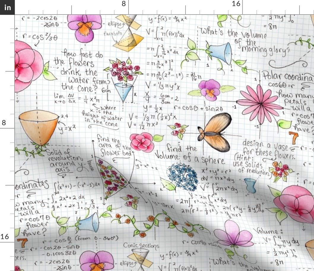 Spoonflower Fabric - Math Girl Power Princess Flowers Medium Printed on Petal Signature Cotton Fabric by The Yard - Sewing Quilting Apparel Crafts Decor