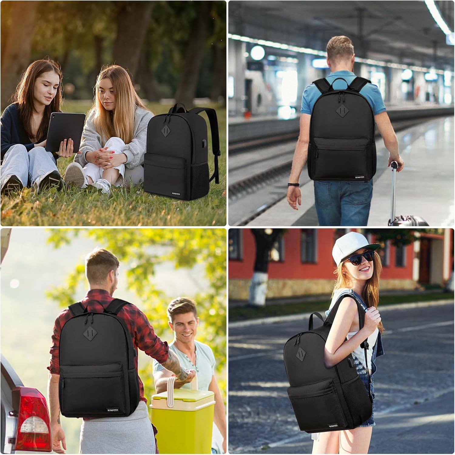 Sturdy High School & College Backpack - 17.3 Inch Large Laptop Bookbag with Compartments | Water Resistant Computer Backpack for Men Women Teens Boys & Girls, Black - Image 6