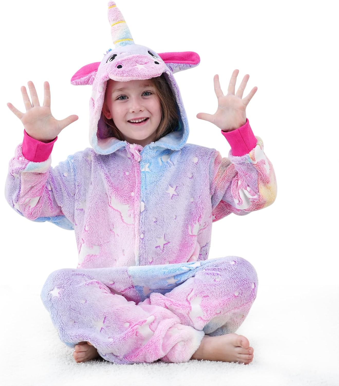 Unisex Kids Onesie Pajamas Children Unicorns Costume Glow Halloween Cosplay for Girls Boys - Image 6