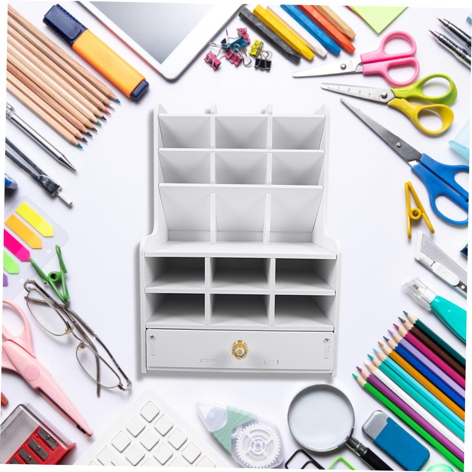 Organizer per Penne da Scrivania Organizer da Tavolo in Pvc Scomparti Multipli per Cancelleria e Penne